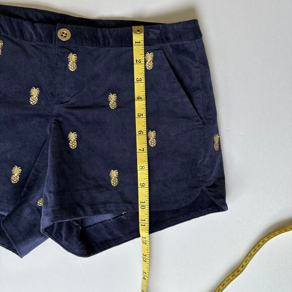 Lilly Pulitzer Navy Velvet Adie Shorts Embroidered Pineapple 2 Coastal Preppy - Picture 12 of 13